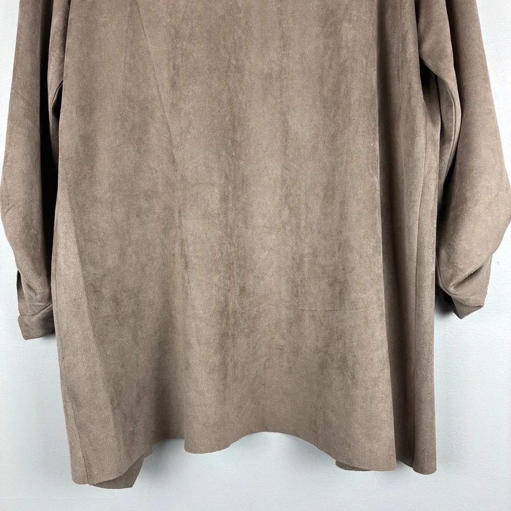 She + Sky Taupe Faux Suede Drape‎ Jacket Large Modern Boho Minimalist Waterfall